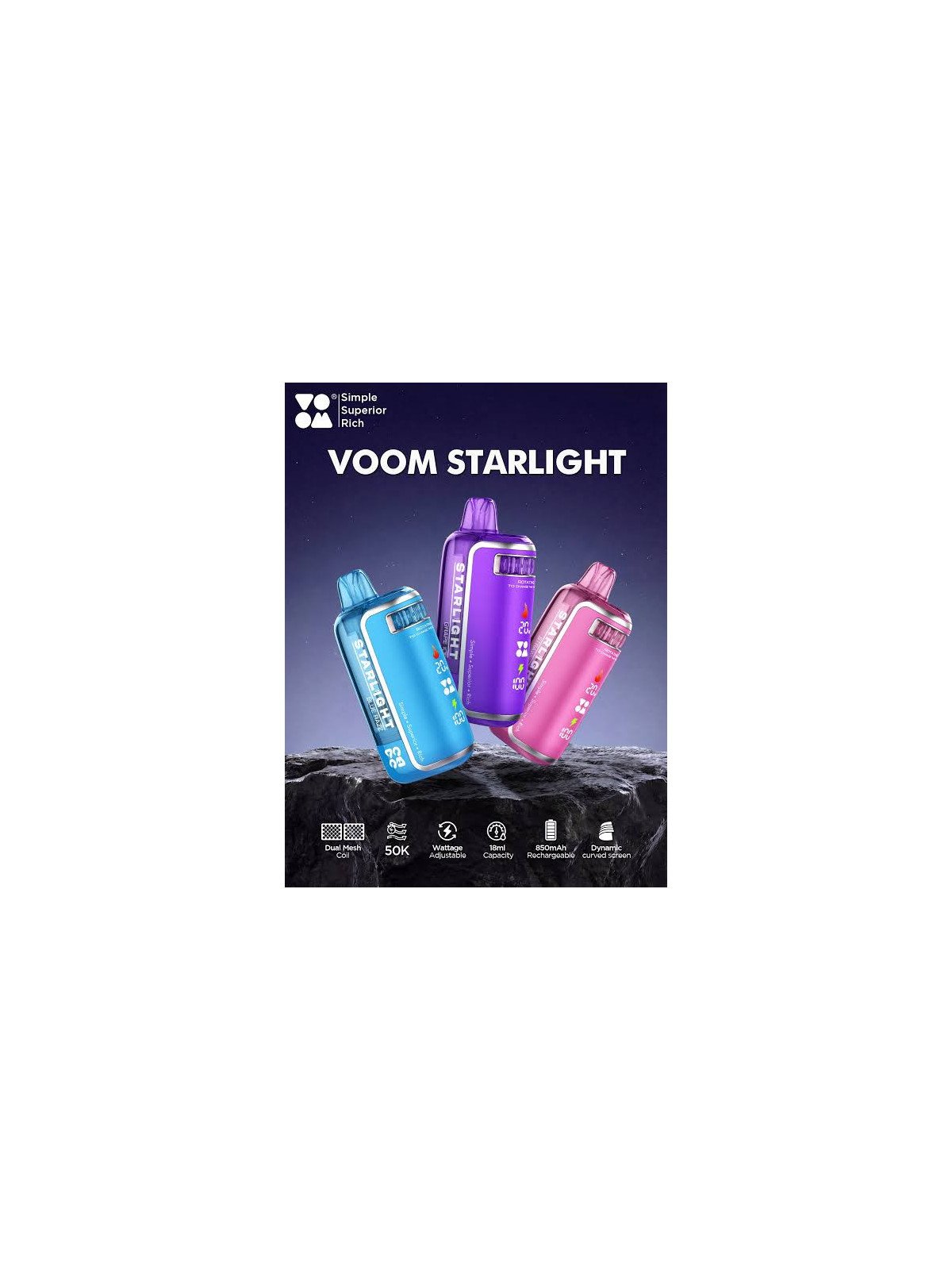 VOOM Starlight 50K | Puff Rechargeable Écran LCD